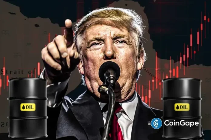 Oil prices have significantly tumbled today amid the ongoing US-Iran conflicts. In the latest Iran-US war news, Donald Trump has issued a stark warning against blocking the Strait of Hormuz. Earlier today, Trump threatened Iran with a military response “twenty times harder” if it tried to disrupt oil flows. As a result, oil prices plummeted
The post <a href="https://coingape.com/iran-us-war-news-oil-prices-fall-as-trump-draws-red-line-on-strait-of-hormuz/">Iran-US War News: Oil Prices Fall as Trump Draws Red Line on Strait of Hormuz</a> appeared first on <a href="https://coingape.com/">CoinGape</a>.