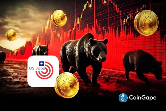Bitcoin plunges to $66K levels as crypto traders brace for critical US jobs and unemployment rate data release on Wednesday. US dollar and Treasury yields waver as Wall Street expects a rise in US Nonfarm payrolls, which could erase the odds of a Fed rate cut in June. Market participants are closely watching as the
The post <a href="https://coingape.com/us-jobs-data-bitcoin-falls-66k-wall-street-sees-rise-nonfarm-payrolls/">US Jobs Data: Bitcoin Falls to $66K as Wall Street Sees Rise in Nonfarm Payrolls</a> appeared first on <a href="https://coingape.com/">CoinGape</a>.